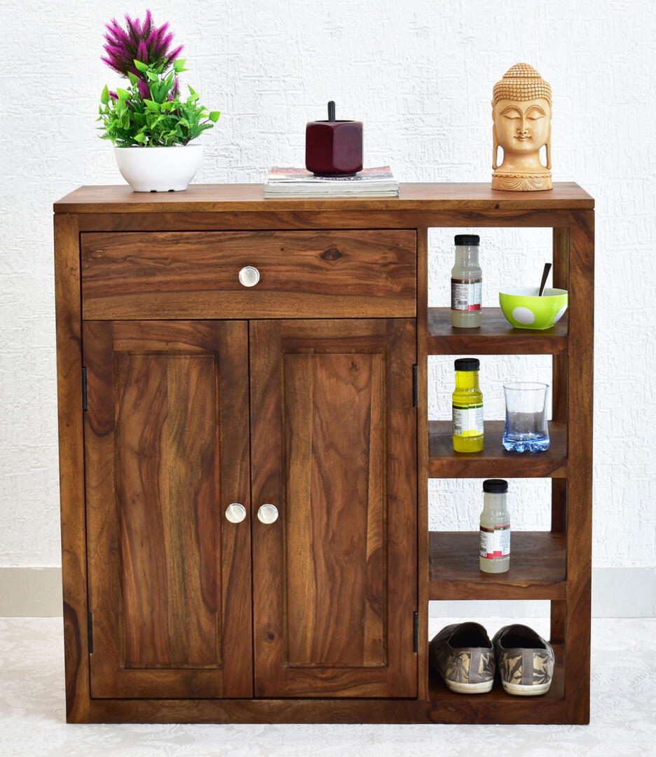 Jean Multipurpose Cabinet/Shoe Rack - Natural Teak - Image 1